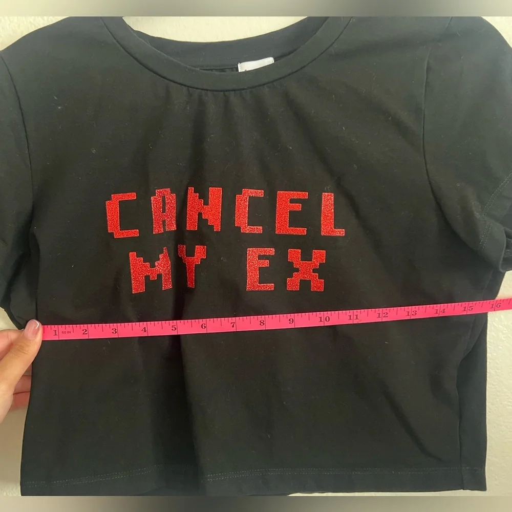 Princess Polly “Cancel My Ex” Black Crop Tee - Picture 3 of 4